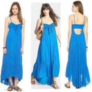 Free People | Solid Blue Maxi Dress Back Cut Out